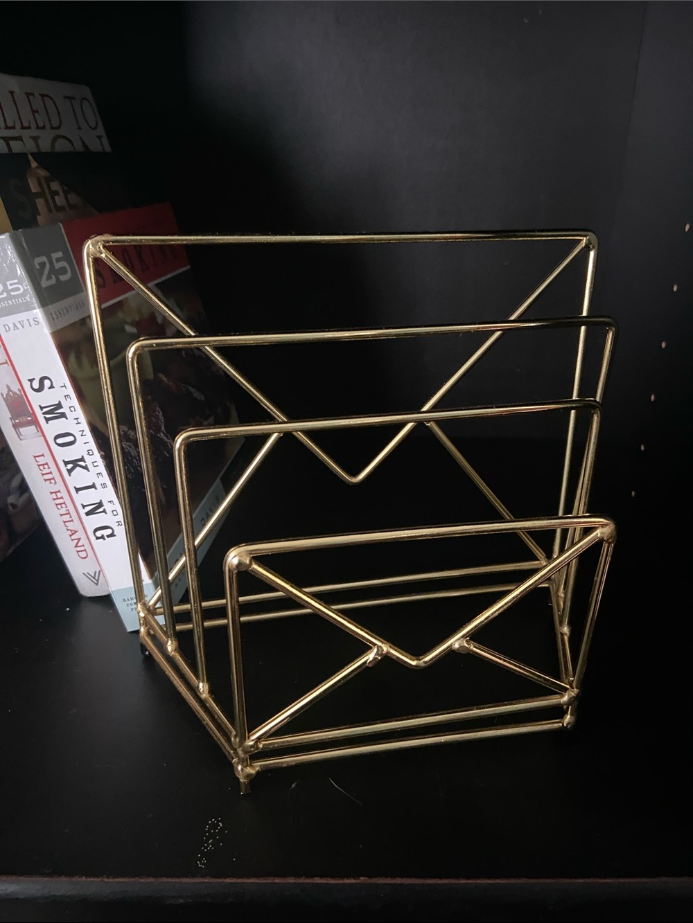 Gold Metal Desk Letter Organizer - Home Office Storage